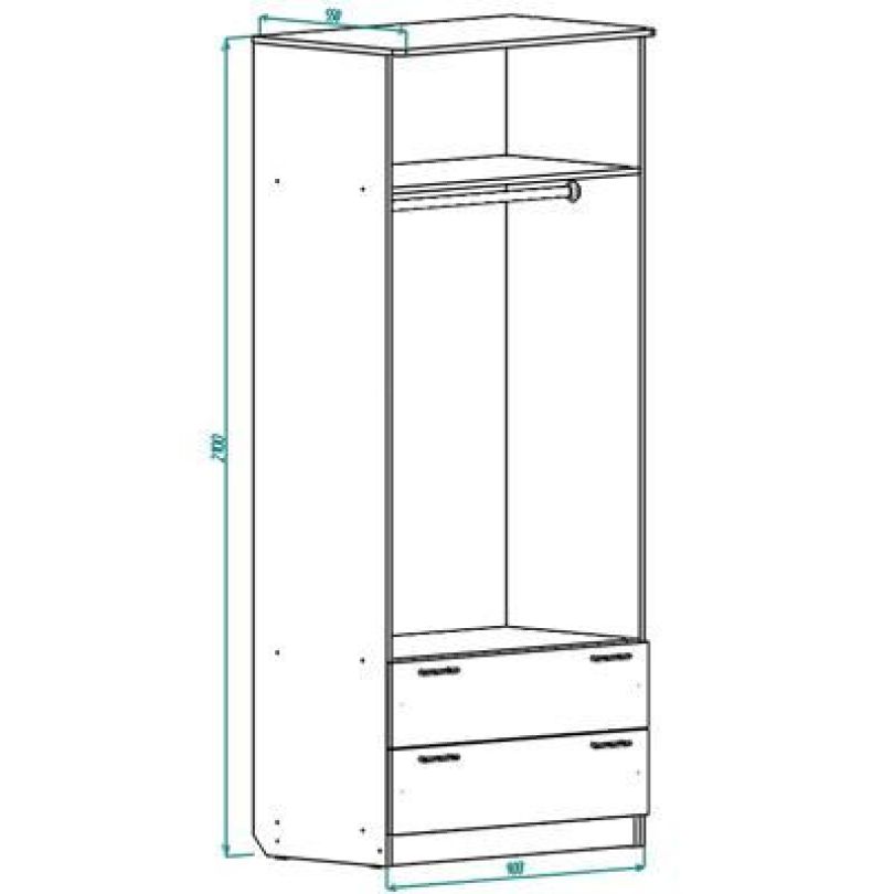 Шкаф распашной 2 х створчатый с ящиками